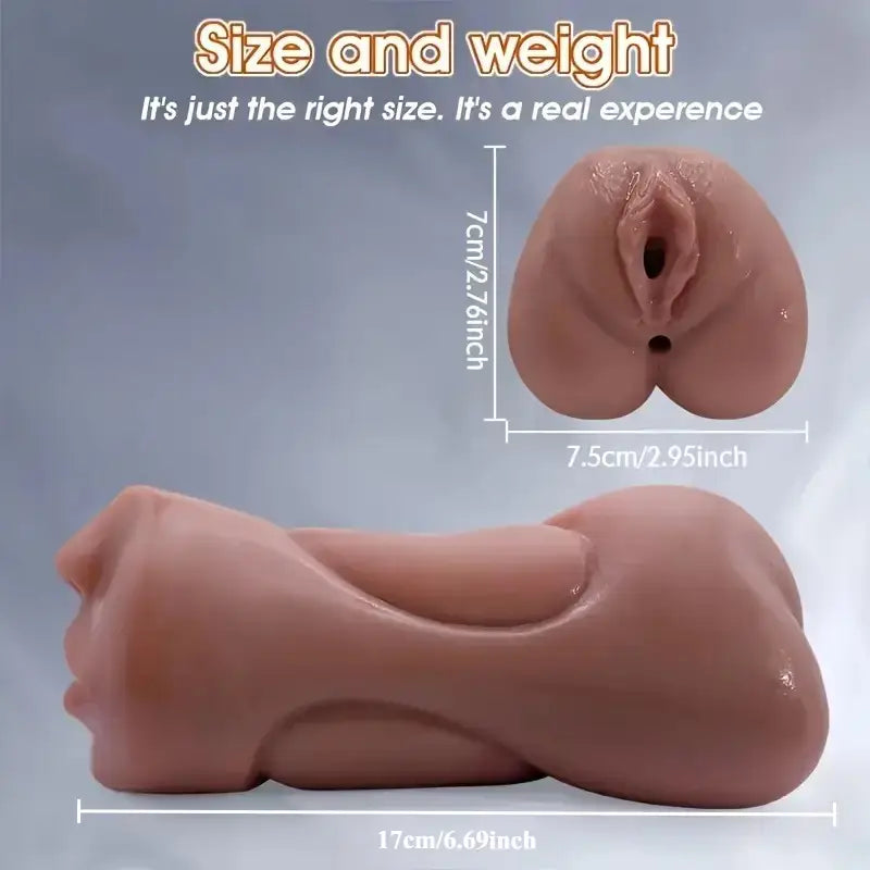 3in 1 Pocket Pussy Male Masturbator Sex Doll with Realistic Textured Mouth Vagina and Tight Anus