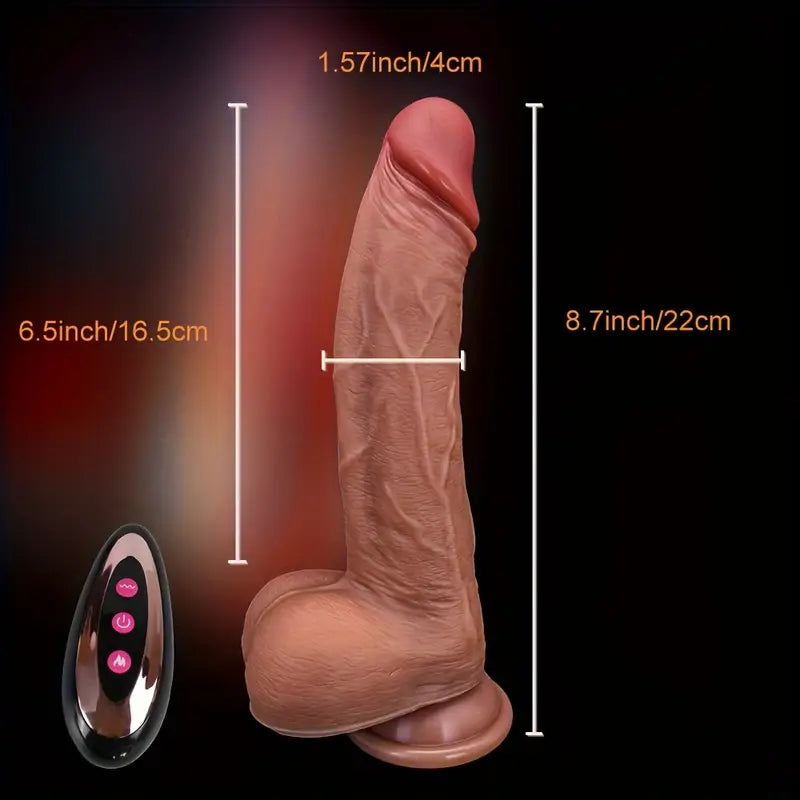 22.86 cm Retractable Dildo Vibrator Sex Toys - with 10 insertion and 10 vibration and heat modes