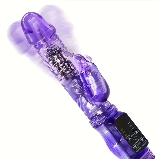 Double-Head Dildo Rabbit Vibrator, 12-Speed Vibration Rotating Sex Toy