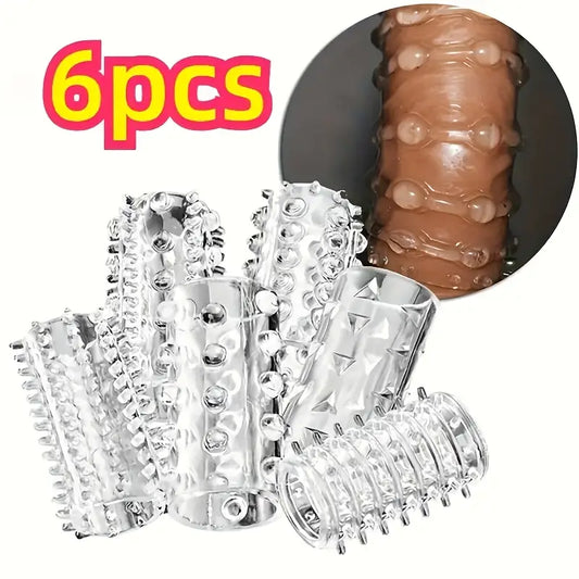 6pcs Reusable Male Penis Ring and Extension Lock Sleeve Set
